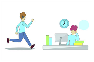 Stress management can do work life balance jogging sports. Vector colorful illustration.