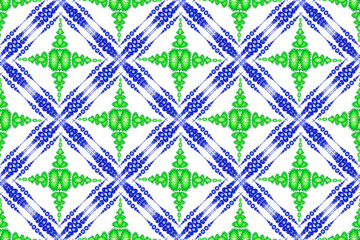 floral pattern, ethnic geometry blue green floral seamless pattern, seamless pattern for curtain design, carpet, wallpaper, clothing, wrap, batik, white background fabric pattern