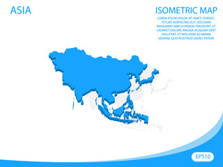 Modern vector isometric of Asia blue map. elements white background for concept map easy to edit and customize. eps 10