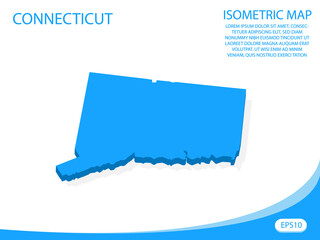 Modern vector isometric of Connecticut blue map. elements white background for concept map easy to edit and customize. eps 10