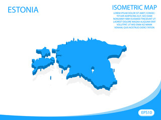 Modern vector isometric of Estonia blue map. elements white background for concept map easy to edit and customize. eps 10