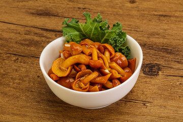 Marinated mushroom - honey agaric in the bowl
