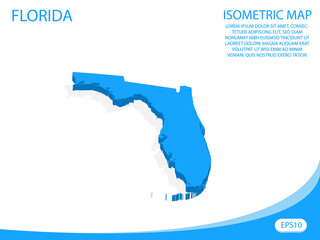 Modern vector isometric of Florida blue map. elements white background for concept map easy to edit and customize. eps 10
