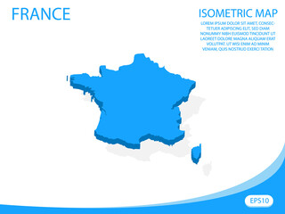 Modern vector isometric of France blue map. elements white background for concept map easy to edit and customize. eps 10