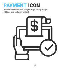 Payment icon vector with outline style isolated on white background. Vector illustration buy sign symbol icon concept for digital business, finance, industry, company, apps, web and all project