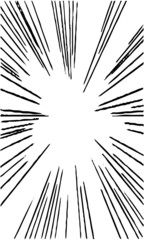 Naklejka premium 手書きの揃った漫画集中線 縦長