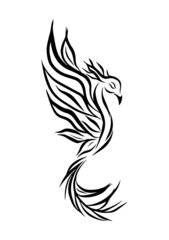 Phoenix illustration, drawing, engraving, ink, linear art, vector, bird of happiness