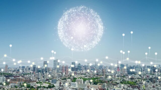 東京の街並み　デジタルネットワークコンセプト