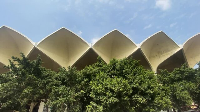 KRS Kamalapur Public Railway Station architectural exterior facade view
