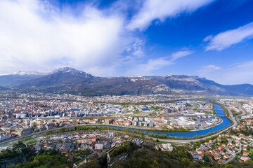 Grenoble city seeing from Bastille viewpoint in France