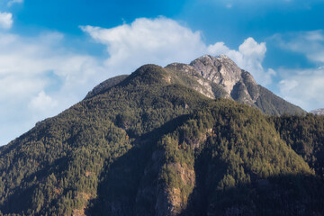 Canadian Nature Mountain Landscape. Sunny and cloudy art render. Hope, British Columbia, Canada.