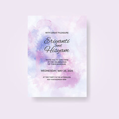 Watercolor wedding invitation card. Beautiful wedding card watercolor with splash.