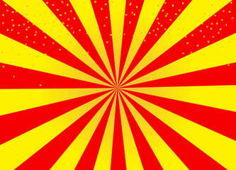 イラスト素材: 背景　広告用　新春セール　クリスマス　赤と黄色の集中線　金色の紙吹雪
