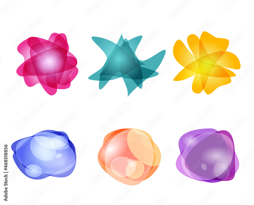 Poster collection of bright color isolated free form shapes. fluid colorful design elements. abstract flux 