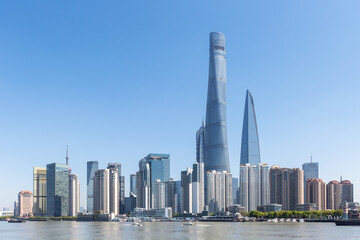 shanghai cityscape by river