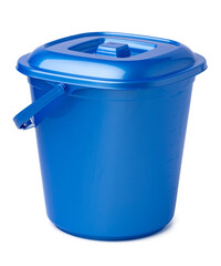 Single plastic bucket isolated on a white background