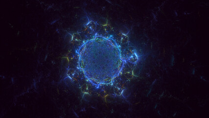 3D rendering abstract colorful fractal light background