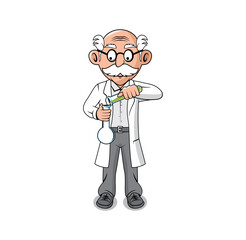 Professor old man cartoon character design illustration vector eps format , suitable for your design needs, logo, illustration, animation, etc.