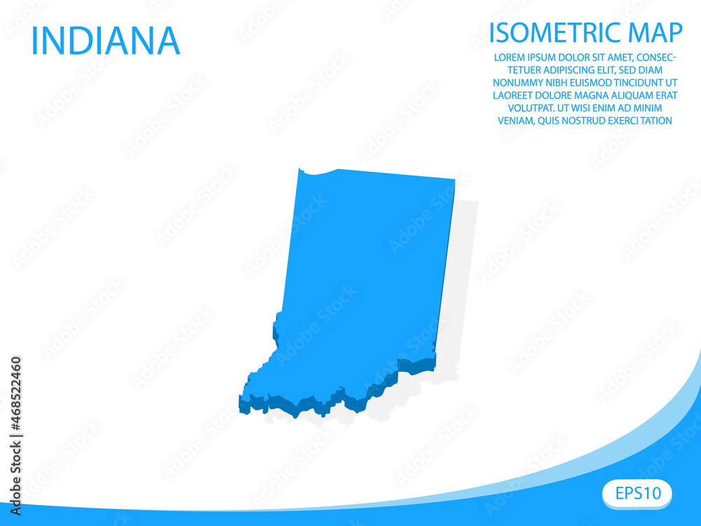 Wall mural Modern vector isometric of Indiana blue map. elements white background for concept map easy to edit and customize. eps 10