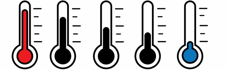 Weather Sign. Temperature icon set. Temperature Scale Symbol. Warm cold Symbol - stock vector