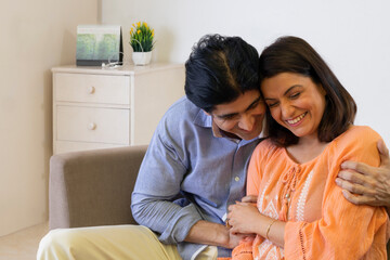 Indian middle age couple spending good time at home