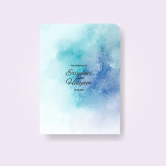 Watercolor wedding invitation card. Beautiful wedding card watercolor with splash.