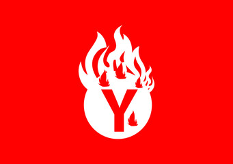 Fire Y Letter Logo And Icon Design Template