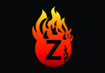 Fire Z Letter Logo And Icon Design Template