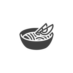 Ramen noodles bowl vector icon