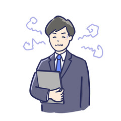 もやもや不安定な気持ちのスーツ姿の男性のイラスト