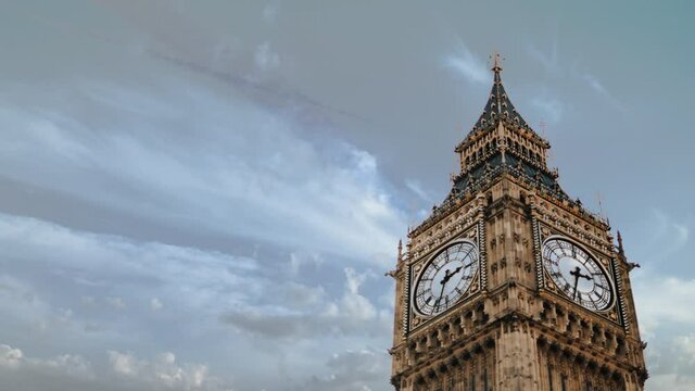 Big Ben clock, London, Uk, Europe, British tower, architecture, famous historical national monument, timelapse sky replacement effect, international attraction, cityscape, Brexit symbol