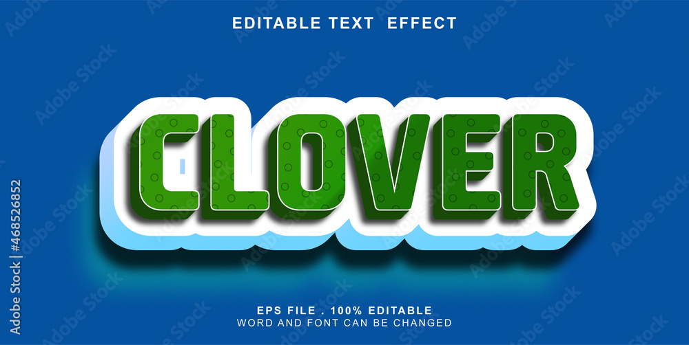 Wall mural text effect editable clover