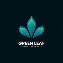 Vector Logo Illustration Green Leaf Gradient Colorful Style.