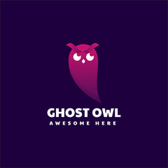 Vector Logo Illustration Ghost Owl Gradient Colorful Style.