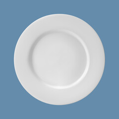 Ordinary ceramic plate. Mock up. Blank for logo or text placement. Vector illustration. Isolated monochromatic background

