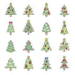 Christmas tree icon set