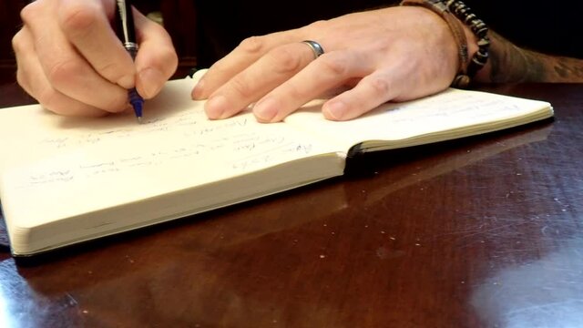Msn at desk writing in journal.