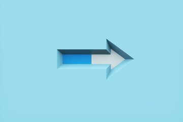 3d rendering of design arrow icon on blue background.