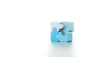 Jigsaw puzzle pieces on white background. Problem-solving, business concept. 3d rendering.