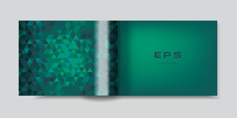 Booklet, brochure with a triangular abstract pattern on the page.