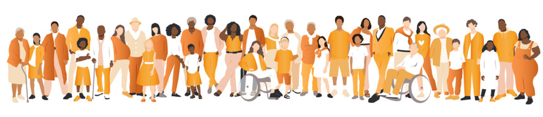 Fototapeta premium Multicultural group of families. Flat vector illustration.