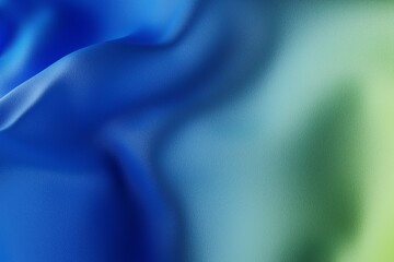 Realistic draped cloth with mint texture and blue background 3d illustration