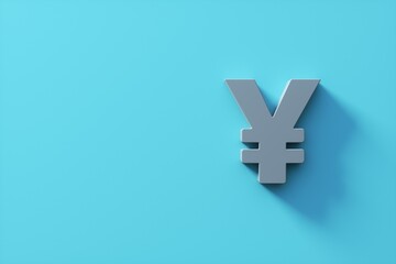 Obraz premium 3D Rendering of a metal Yuan isolated on blue background