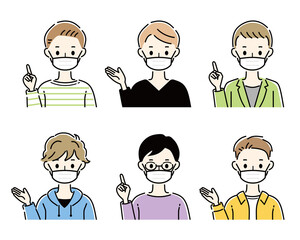 マスク　男性　案内　複数