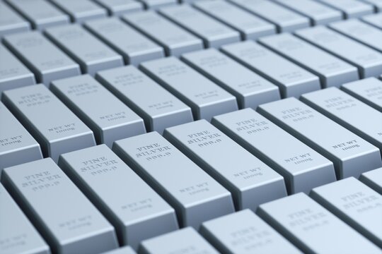 Silver bars and Financial concept, 3d rendering, conceptual image.