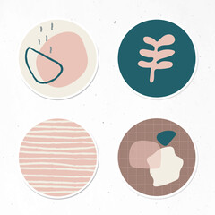 Minimal doodle social story highlights icon set vector