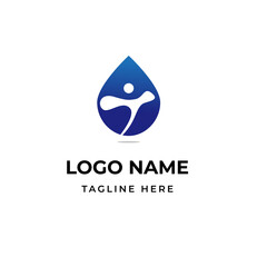 Water Drop Logo With Negative Space For People