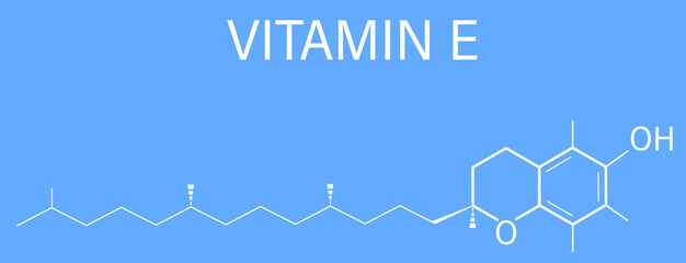 Vitamin E (alpha tocopherol) molecule. Skeletal formula.	
