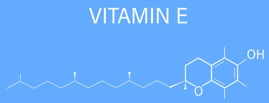 Vitamin E (alpha tocopherol) molecule. Skeletal formula.	

