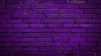 Fototapeta na wymiar Purple damaged rustic brick wall brickwork stonework masonry texture background banner